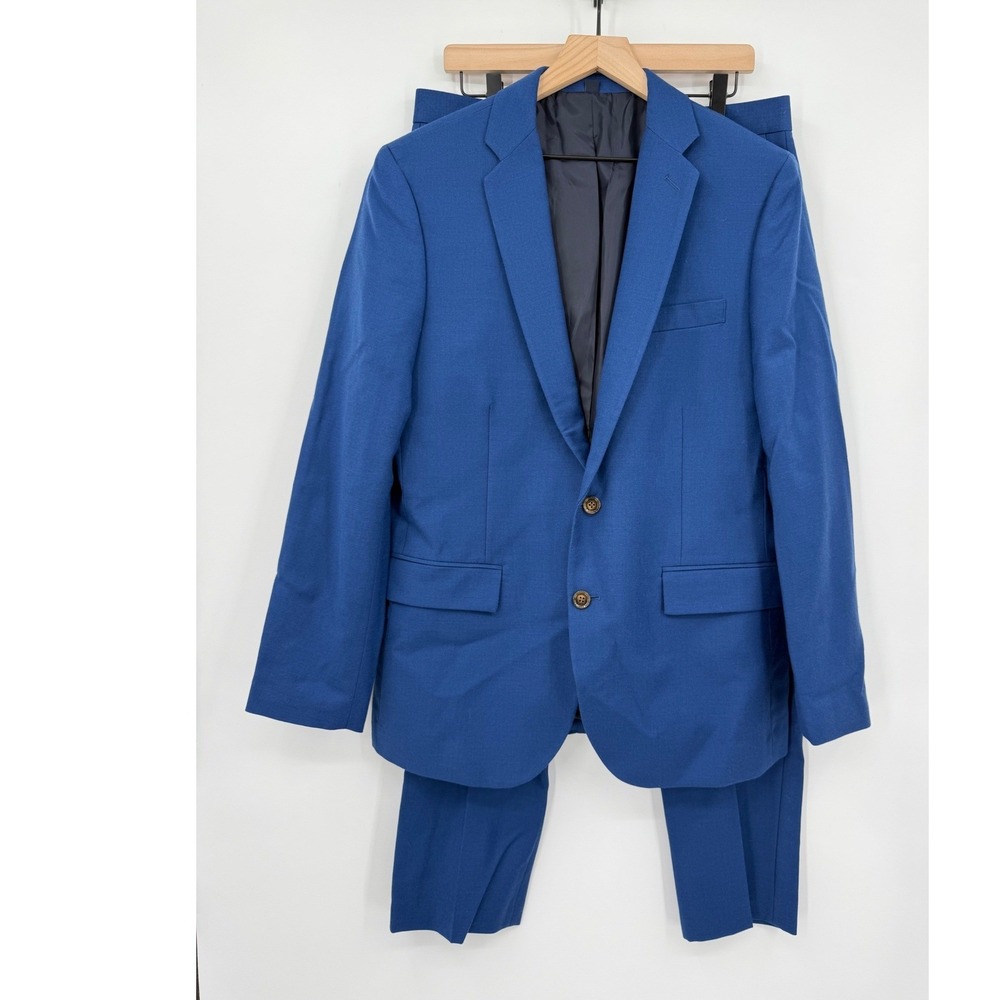 J Crew Suit Mens 40R Blue Thompson Blazer Pants 32x30 Slim Wool Blend
